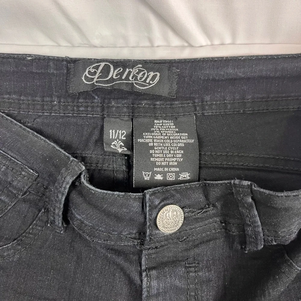 Dereon Black Skinny Jeans Womens‎ 11/12 Fleur De Lis, Beyonce, Discontinued